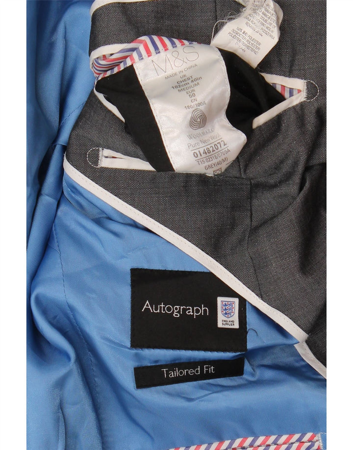 MARKS & SPENCER Chaqueta tipo blazer con 2 botones y autógrafo para hombre UK 40 Gris medio