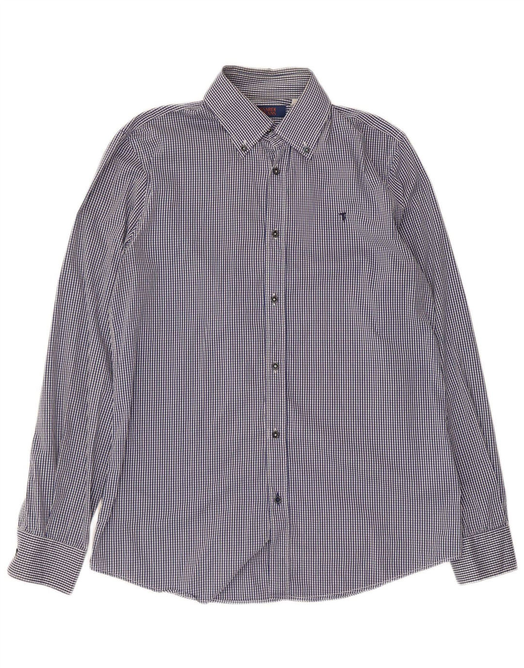 Camisa Hombre Trussardi Jeans Talla 39 Algodón Vichy Azul Medio