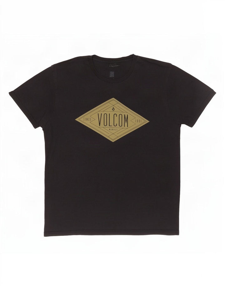 Volcom Camiseta gráfica para hombre Top grande de algodón negro