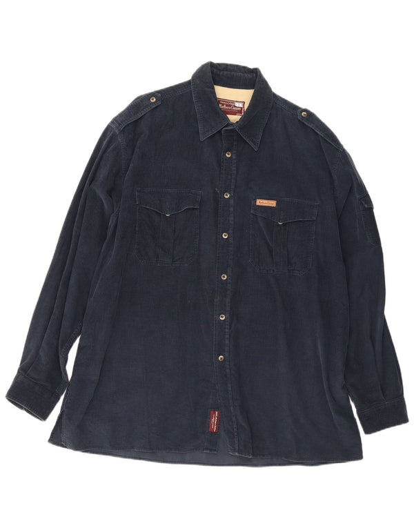 Marlboro Classics Camisa de pana militar para hombre XL Algodón azul marino