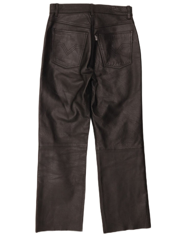 JTS Pantalones rectos de cuero para mujer UK 12 Medium W30 L28 Negro