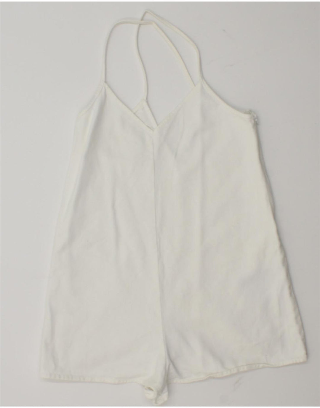 ZARA Mujer Mono Corto UK 10 Pequeño Algodón Blanco