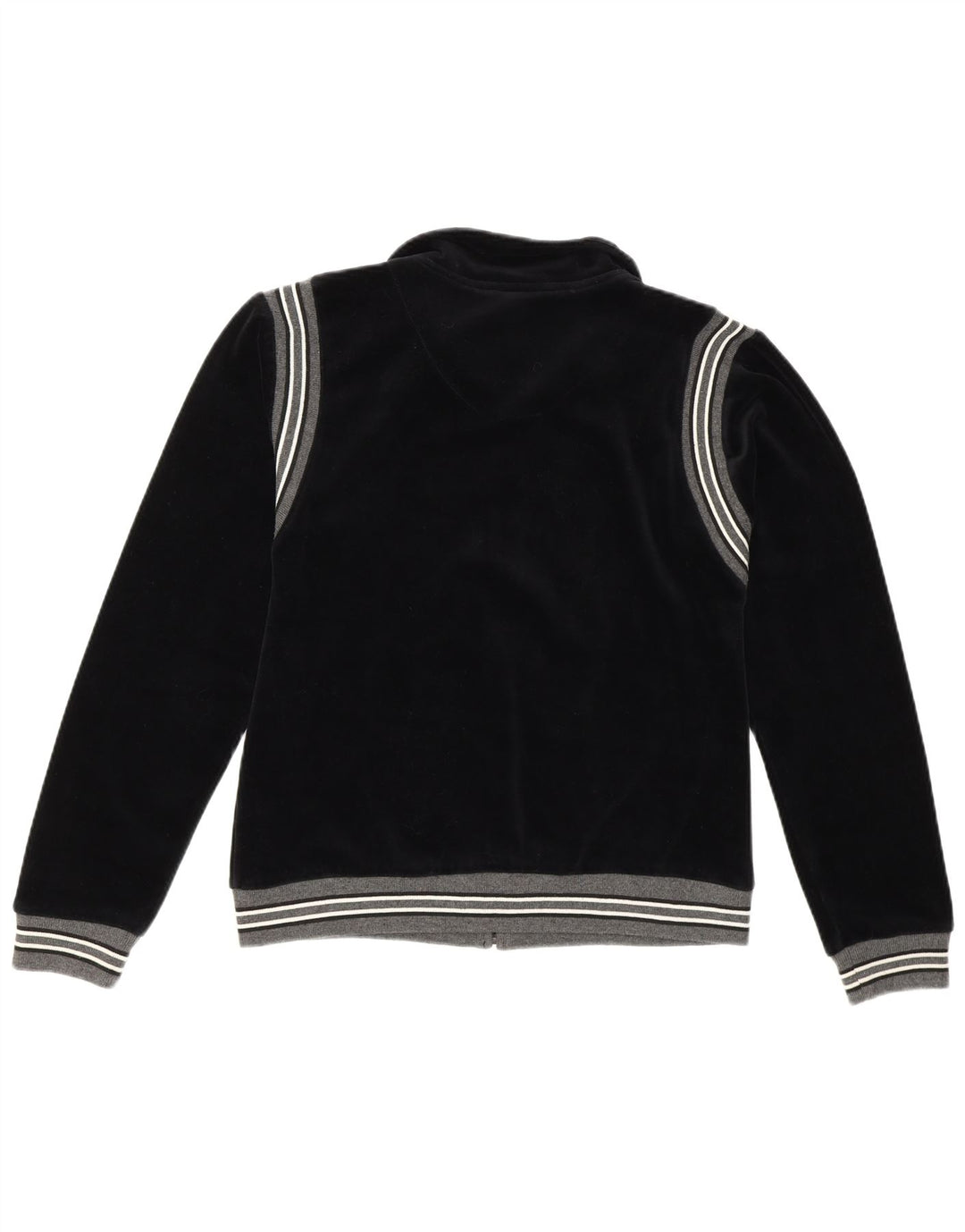Vintage mujer chándal top chaqueta EU 36/38 pequeño algodón a rayas negro