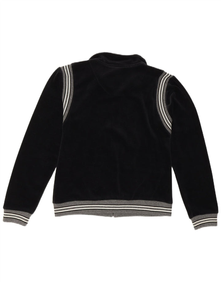 Vintage mujer chándal top chaqueta EU 36/38 pequeño algodón a rayas negro