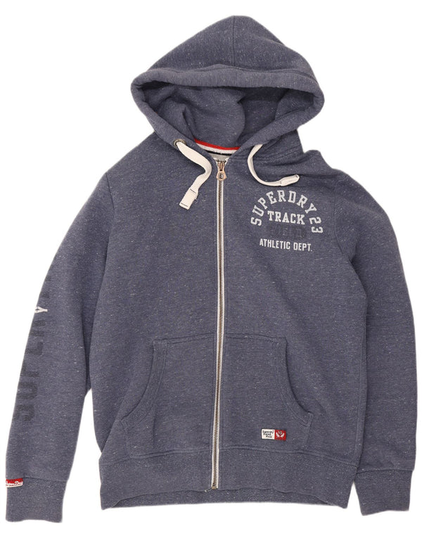 Superdry Sudadera con capucha y cremallera gráfica para hombre 2XL Algodón moteado azul