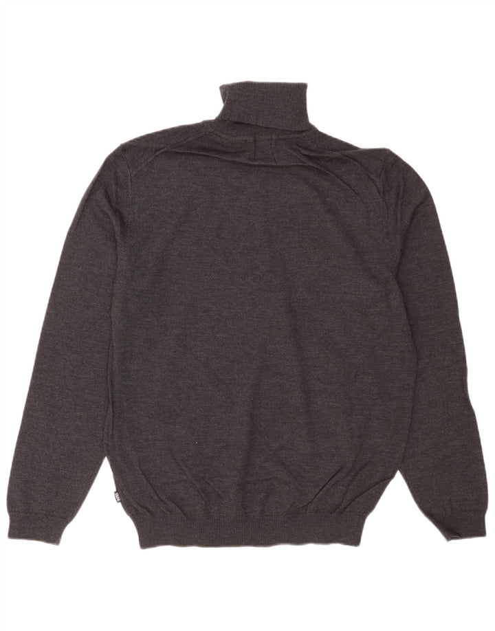 Hugo Boss Hombre Jersey Regular Fit Con Cuello Vuelto De Lana Virgen Gris Medio