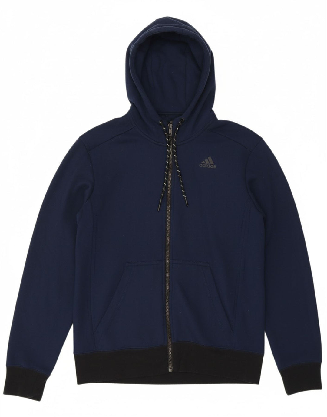 ADIDAS Mens Climalite Zip Hoodie Sweater Small Navy Blue Polyester