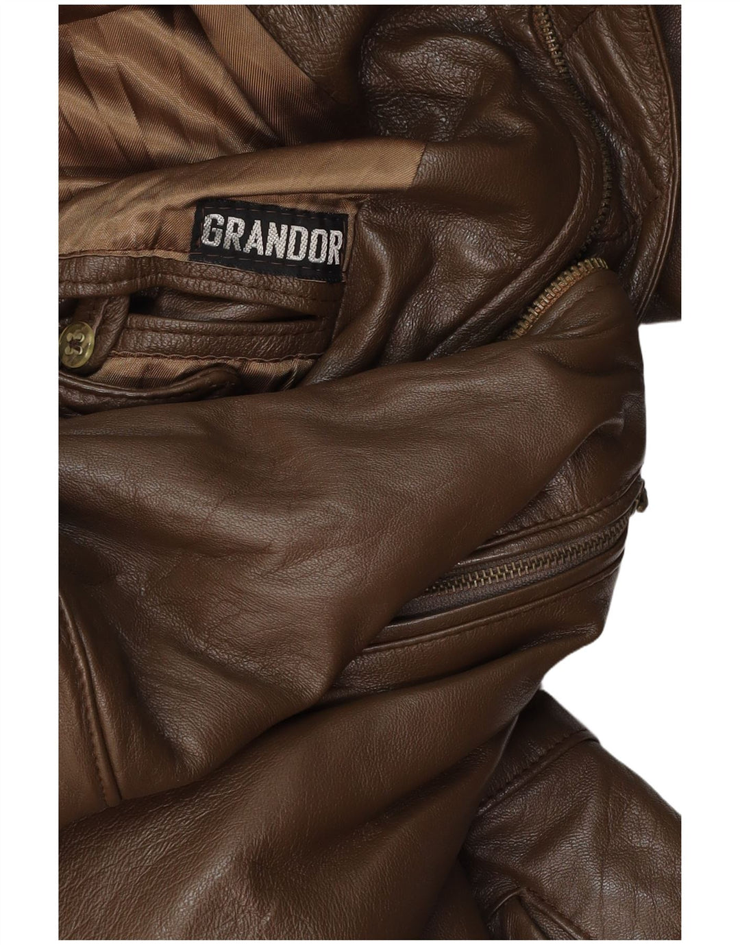 VINTAGE Abrigo de cuero para hombre Reino Unido 38 Marrón medio