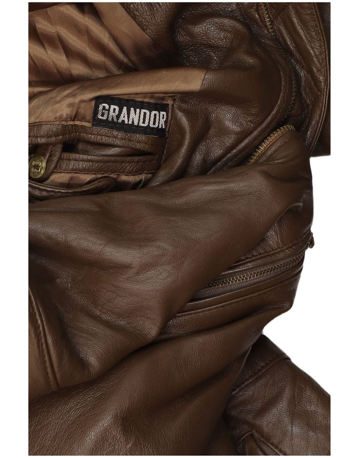 VINTAGE Abrigo de cuero para hombre Reino Unido 38 Marrón medio