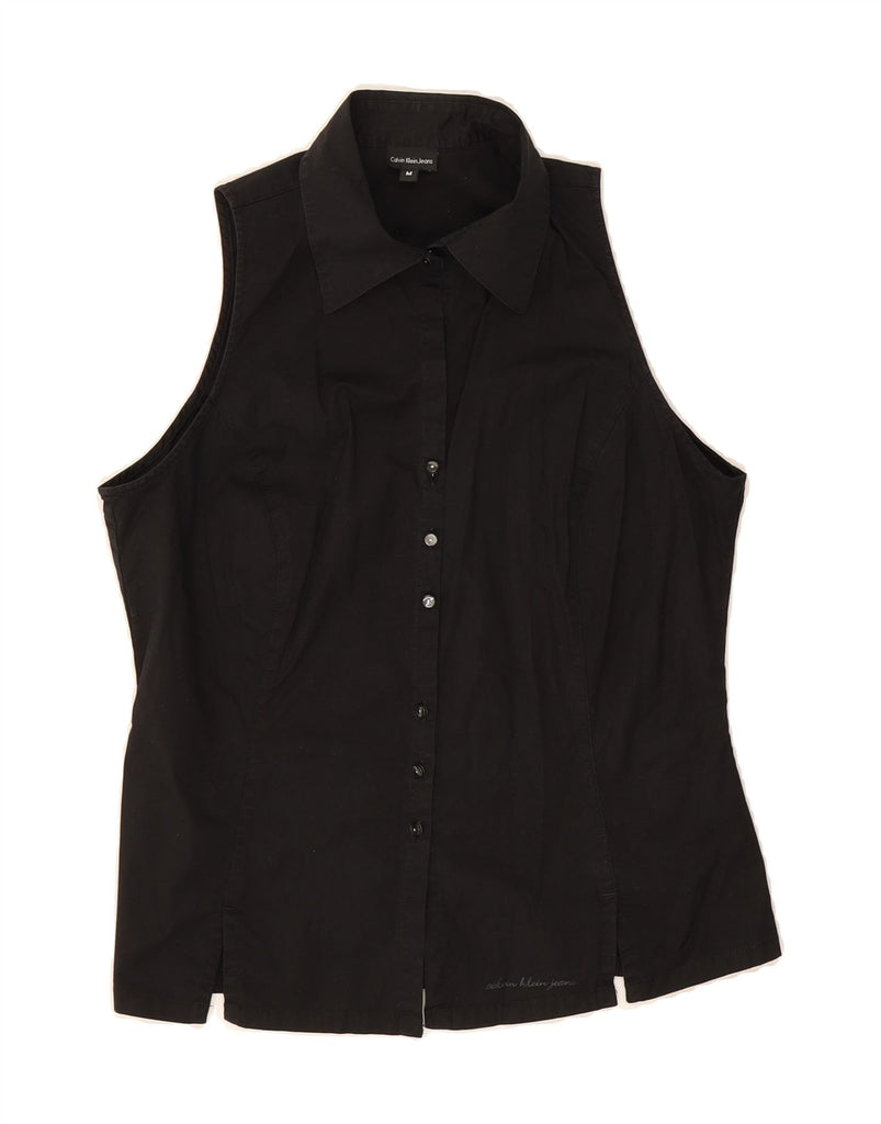 CALVIN KLEIN JEANS Womens Sleeveless Shirt UK 12 Medium Black Cotton Vintage Calvin Klein Jeans and Second-Hand Calvin Klein Jeans from Messina Hembry 