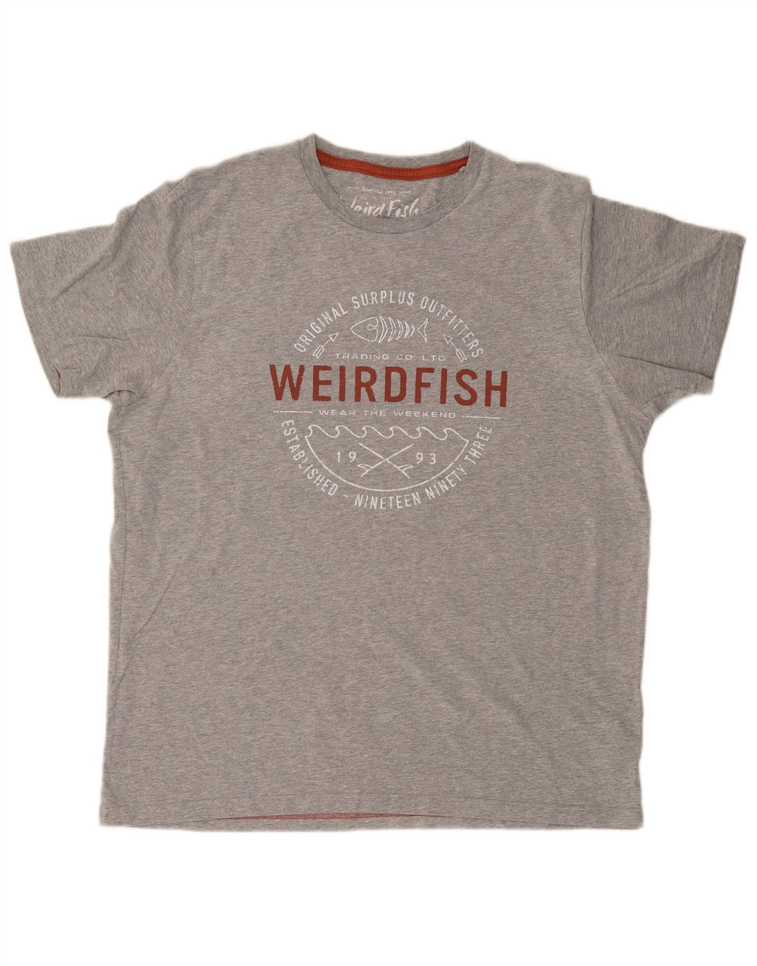 WEIRD FISH Camiseta gráfica para hombre Top grande de algodón gris