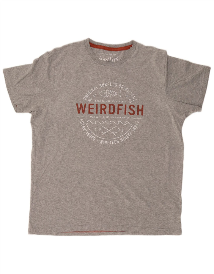 WEIRD FISH Camiseta gráfica para hombre Top grande de algodón gris