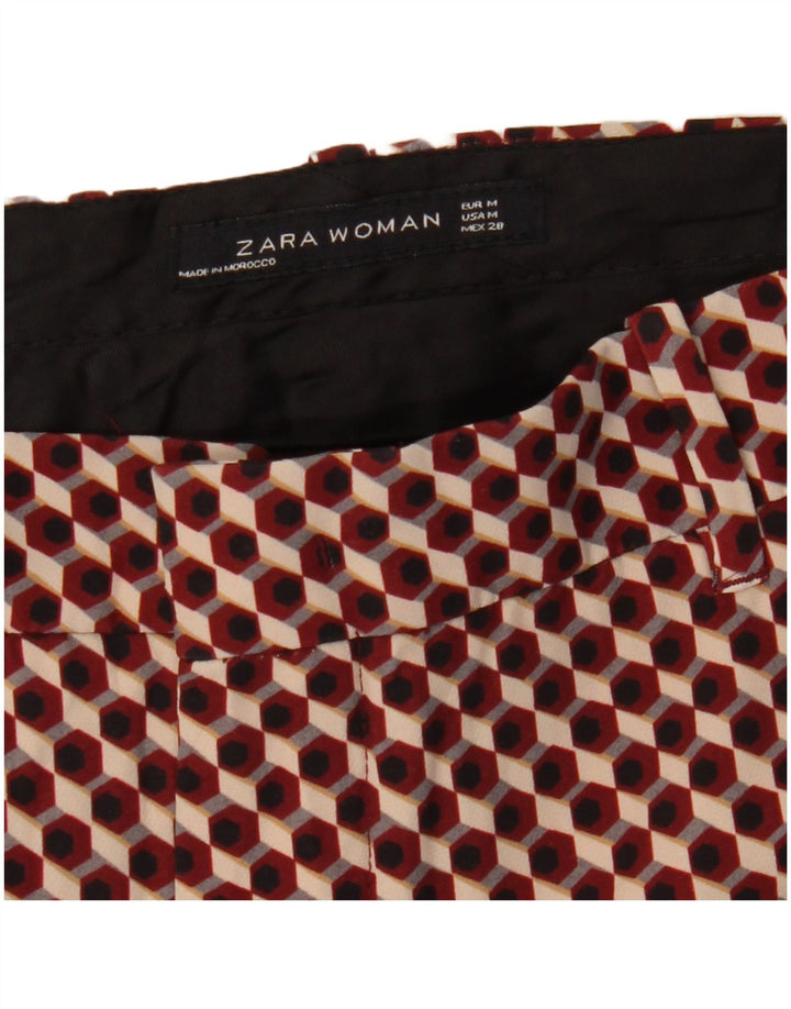 Zara Mujer Pantalón Chino Slim Medium W28 L27 Rojo Geométrico