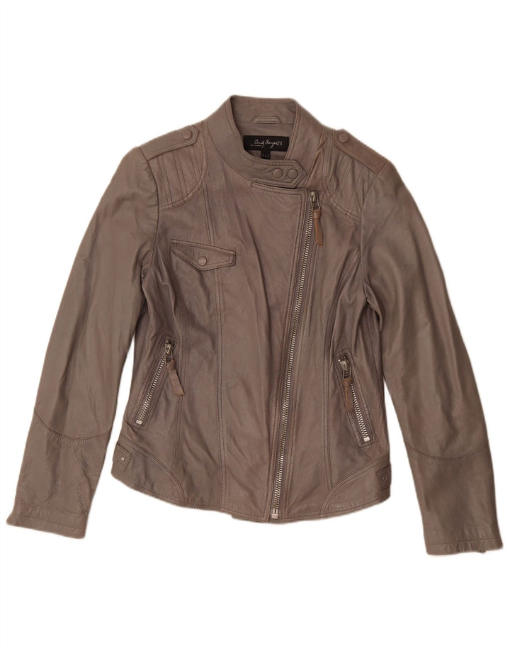 C&A Chaqueta motera de cuero Cindy Crawford para mujer EU 40 Gris medio