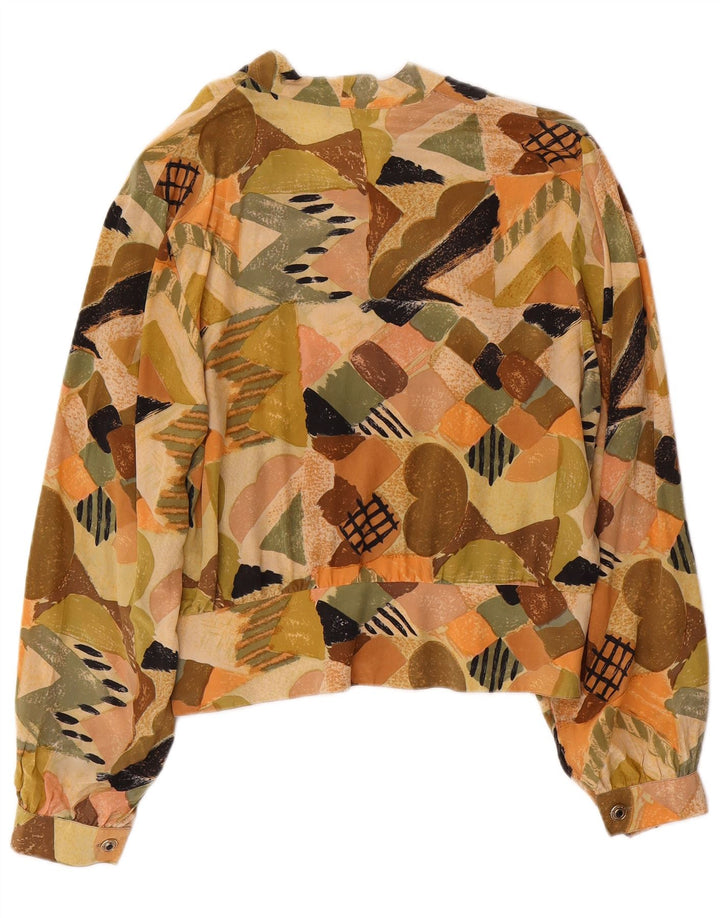 VINTAGE Mujer Crop Shirt Blusa IT 44 Medio Multicolor Geométrico