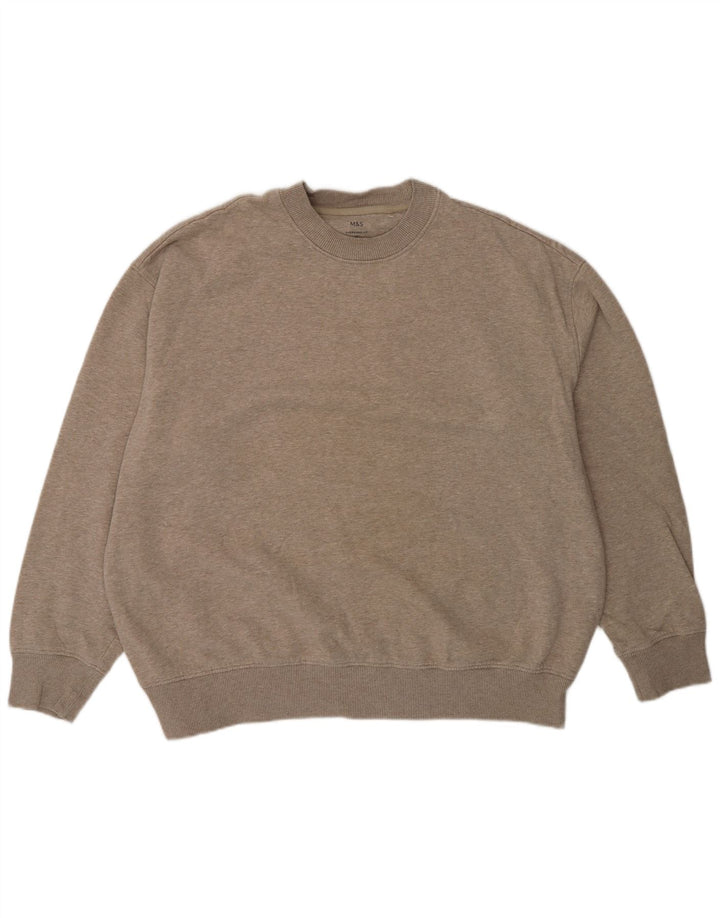 Marks & Spencer Hombre Sudadera Extragrande Jersey XL Algodón Moteado Gris