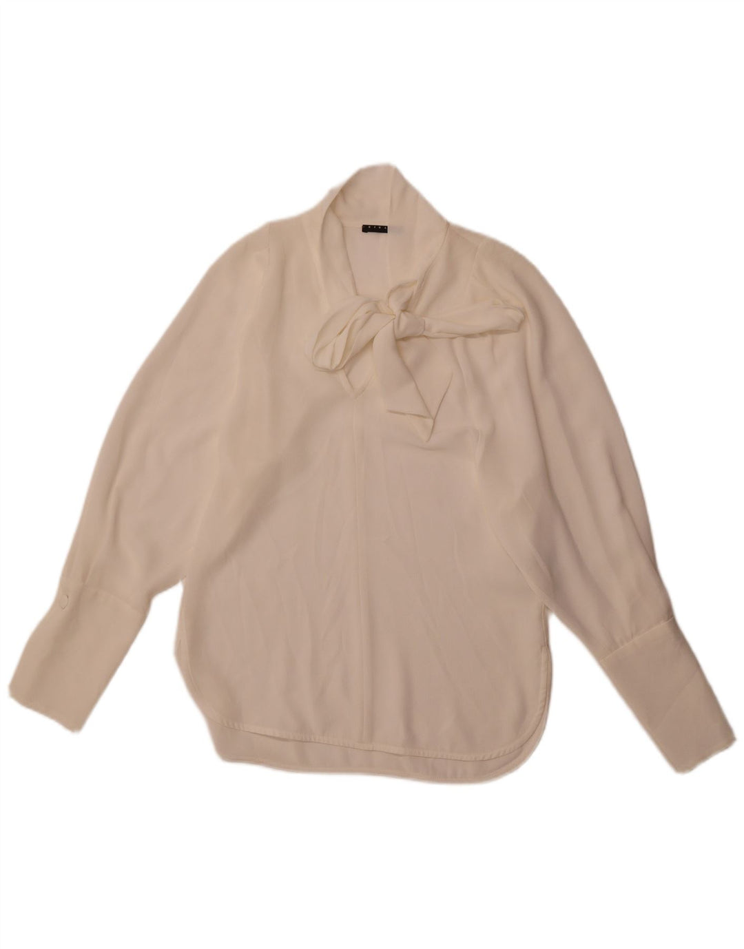 Sisley Blusa holgada con lazo frontal para mujer UK 6 XS Poliéster blanco roto