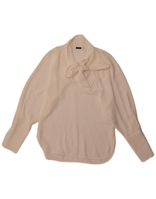 Sisley Blusa holgada con lazo frontal para mujer UK 6 XS Poliéster blanco roto