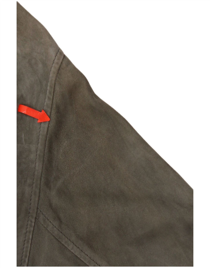 Vintage mujer ante chaqueta Reino Unido 20 2XL cuero gris