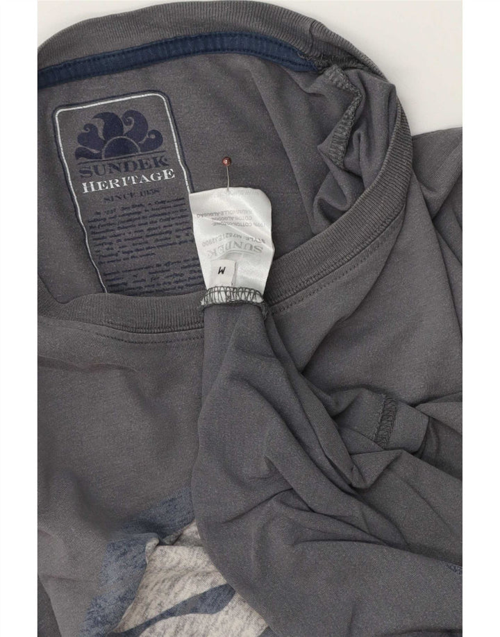 Sundek Mens Heritage Graphic Camiseta Top Algodón Gris Medio