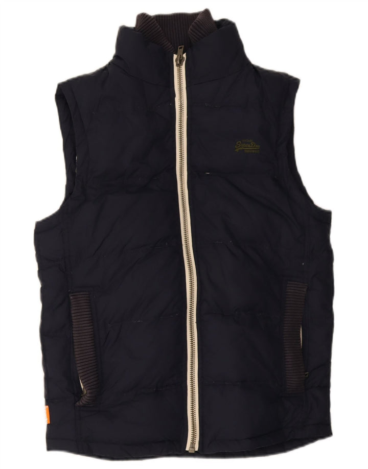 Superdry Chaleco acolchado para hombre UK 38 Medium Azul marino Nylon