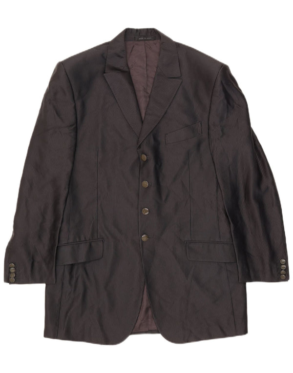 Carlo Pignatelli Chaqueta tipo blazer de 4 botones para hombre IT 50 Large Black Pinstripe