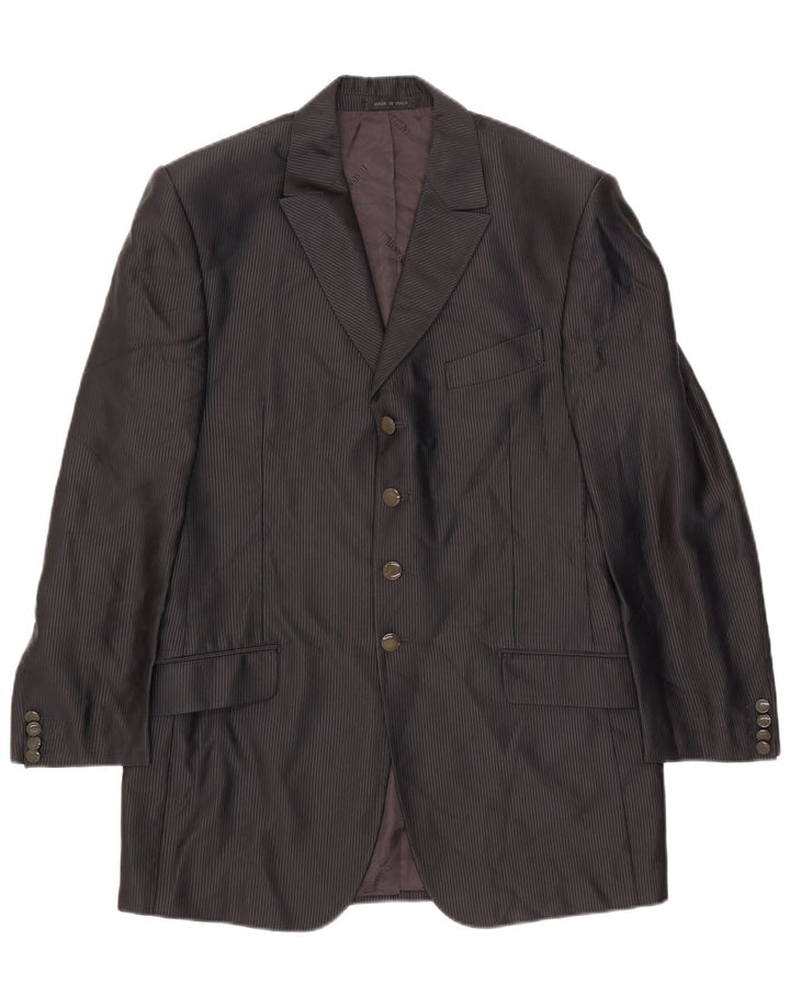 Carlo Pignatelli Chaqueta tipo blazer de 4 botones para hombre IT 50 Large Black Pinstripe