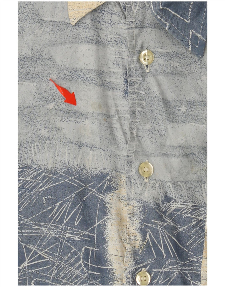 RAYBEST Camisa de manga corta para hombre azul medio geométrico