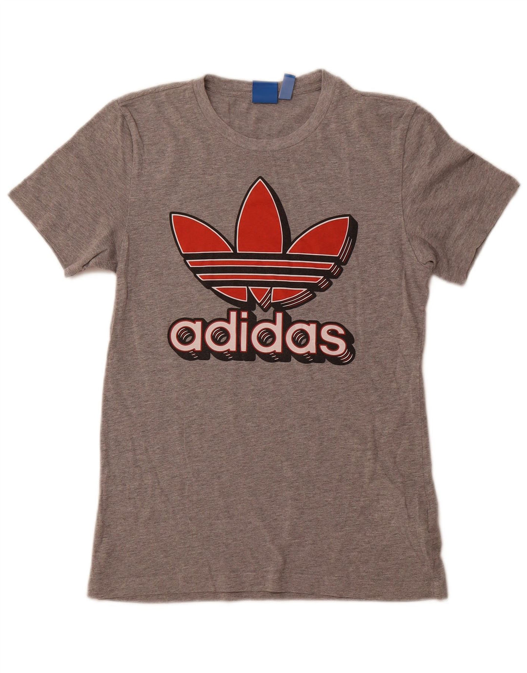 ADIDAS Camiseta gráfica para mujer Top UK 10 Pequeño algodón moteado gris