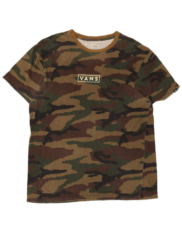 Vans Camiseta con gráfico de ajuste personalizado para hombre Top grande de algodón de camuflaje caqui
