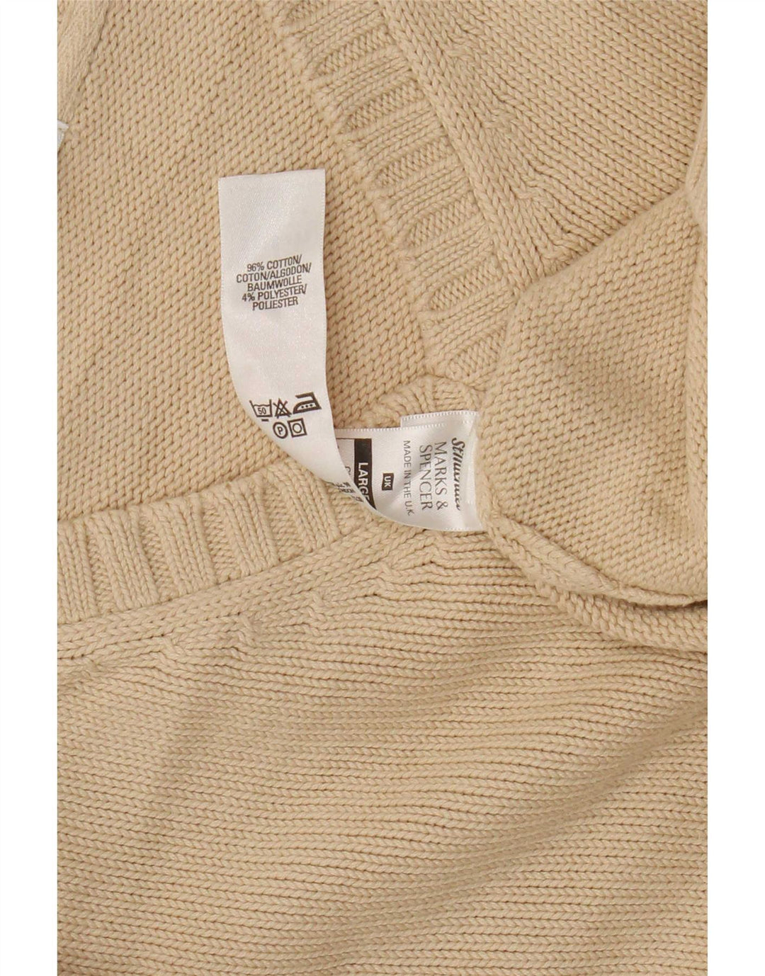 Marks & Spencer - Jersey con cuello en V para hombre, talla grande, algodón beige