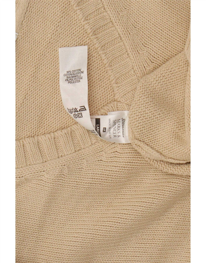 Marks & Spencer - Jersey con cuello en V para hombre, talla grande, algodón beige