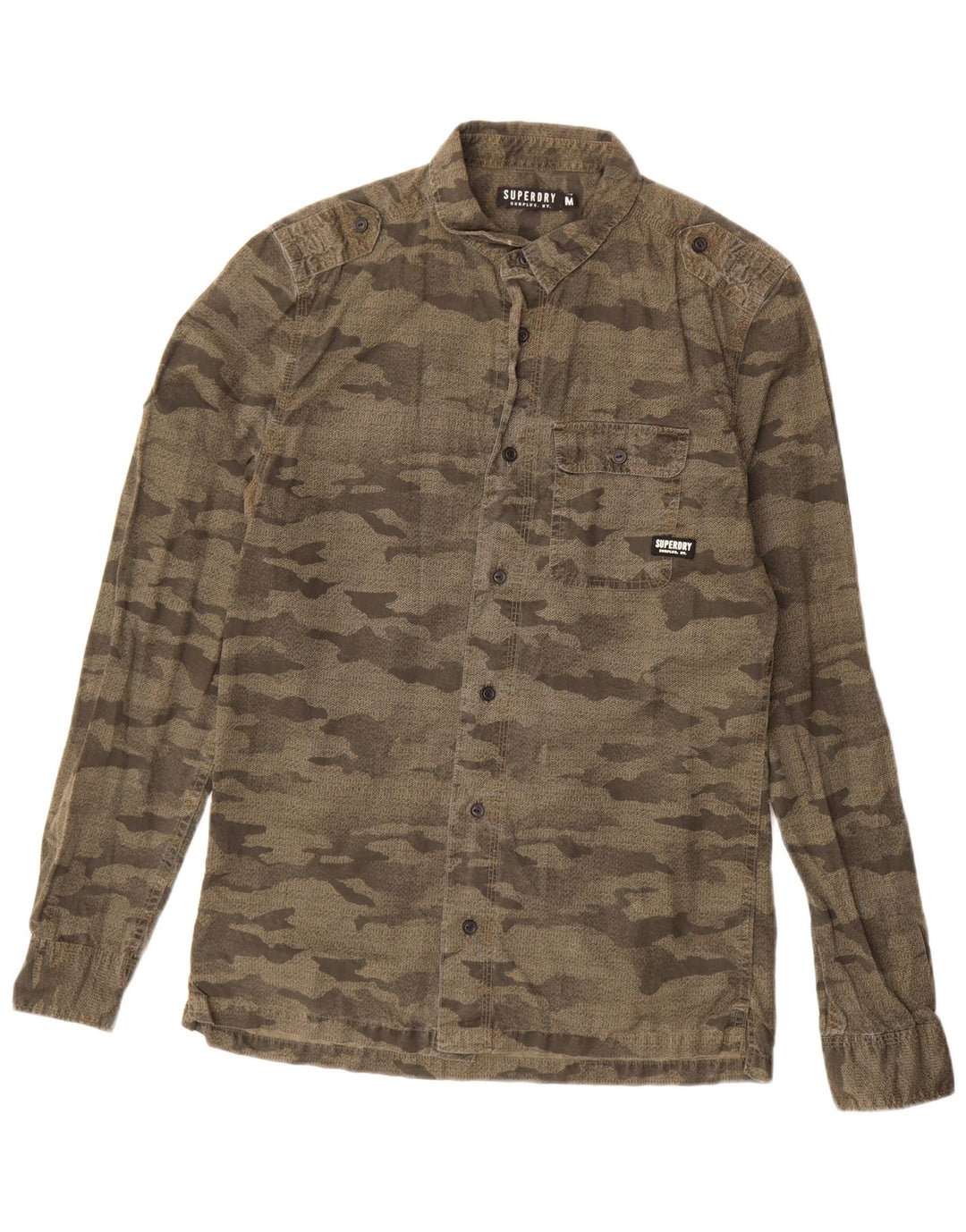 Superdry Camisa Militar De Algodón Camuflaje Caqui Mediano Hombre