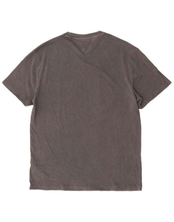 Tommy Hilfiger Camiseta gráfica para hombre Top grande de algodón gris