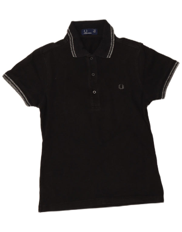 Fred Perry Polo para mujer UK 10 Small Algodón negro