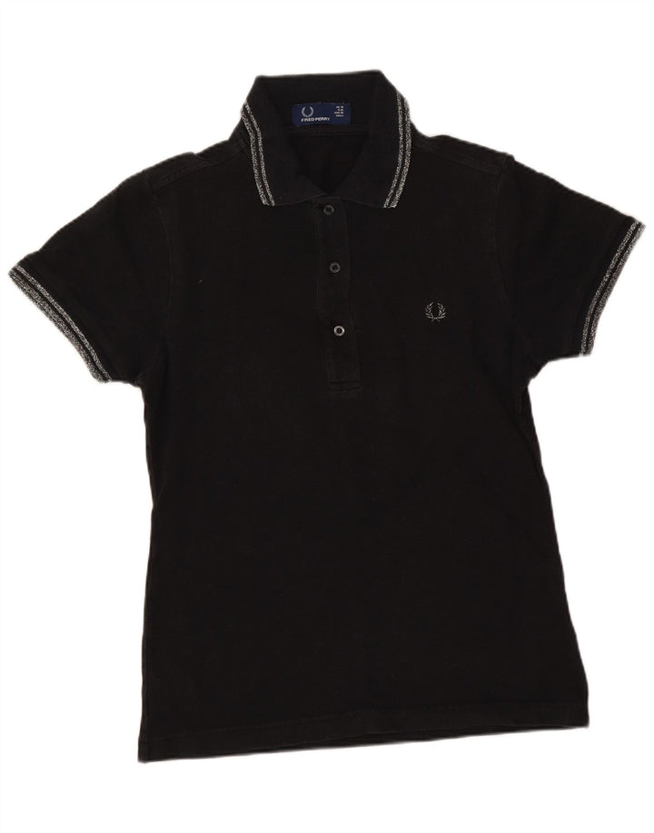 Fred Perry Polo para mujer UK 10 Small Algodón negro