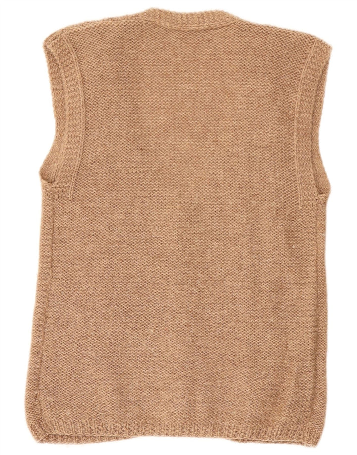 Vintage hombres sin mangas Cardigan suéter pequeño beige