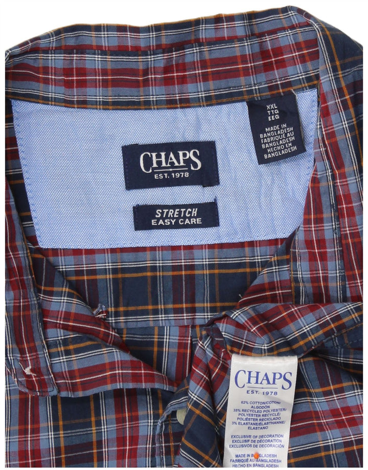 CHAPS Camisa de fácil cuidado para hombre 2XL Azul marino Cuadros