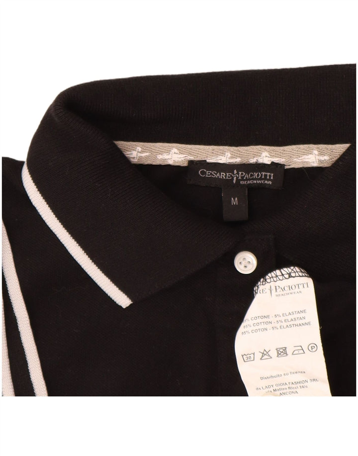Cesare Paciotti Polo para mujer UK 12 Medium Negro Algodón