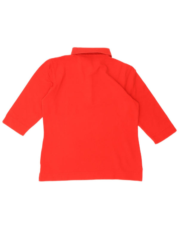 Tommy Hilfiger Polo de manga 3/4 para mujer UK 10 Small Red Cotton