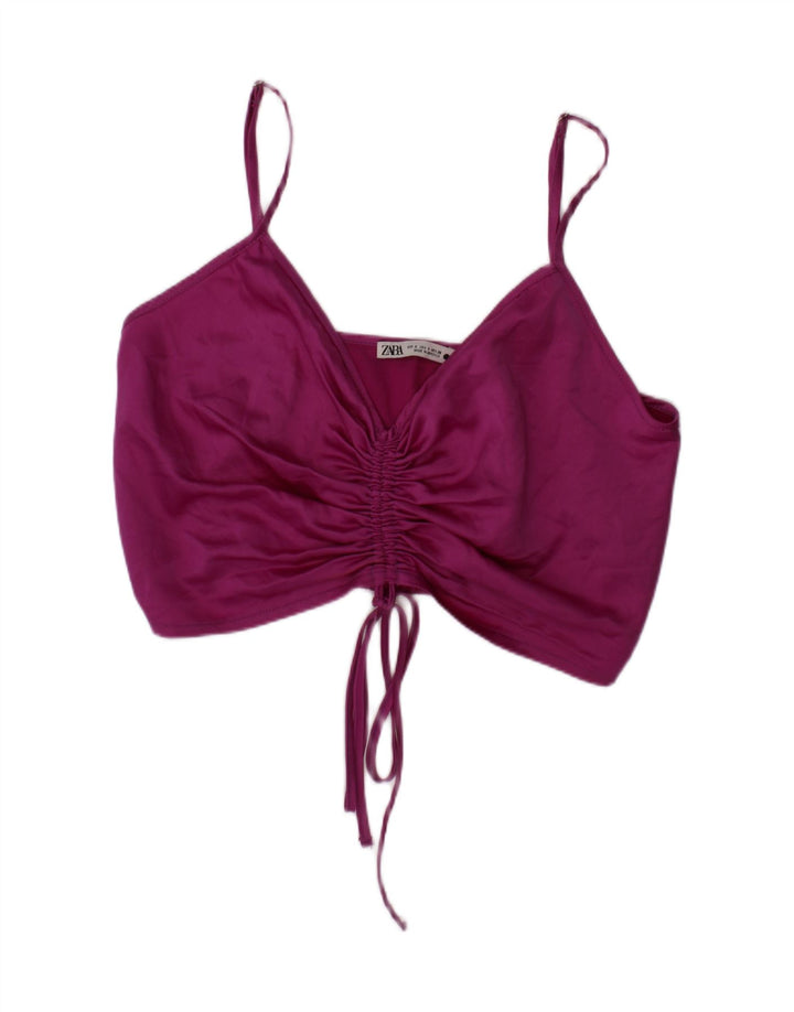 Zara Mujer Crop Top Small Morado Poliéster