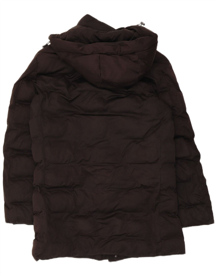 Zara Mens Chaqueta Acolchada Con Capucha UK 36 Small Poliéster Negro