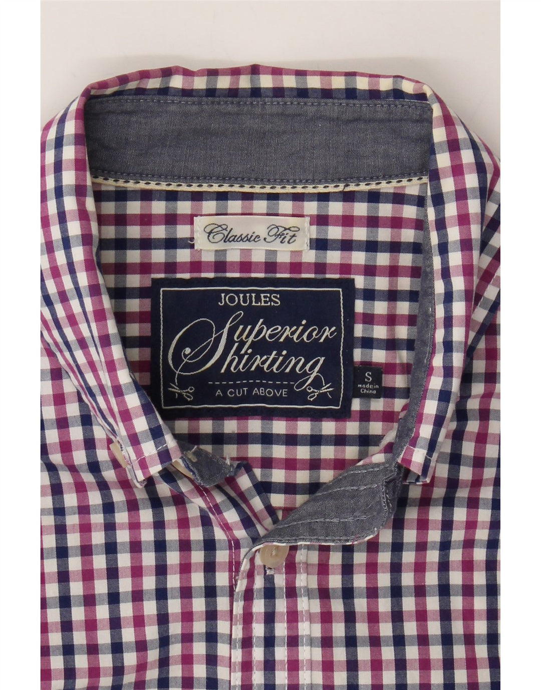 JOULES Mens Classic Fit Shirt Small Pink Check Cotton Vintage Joules and Second-Hand Joules from Messina Hembry 
