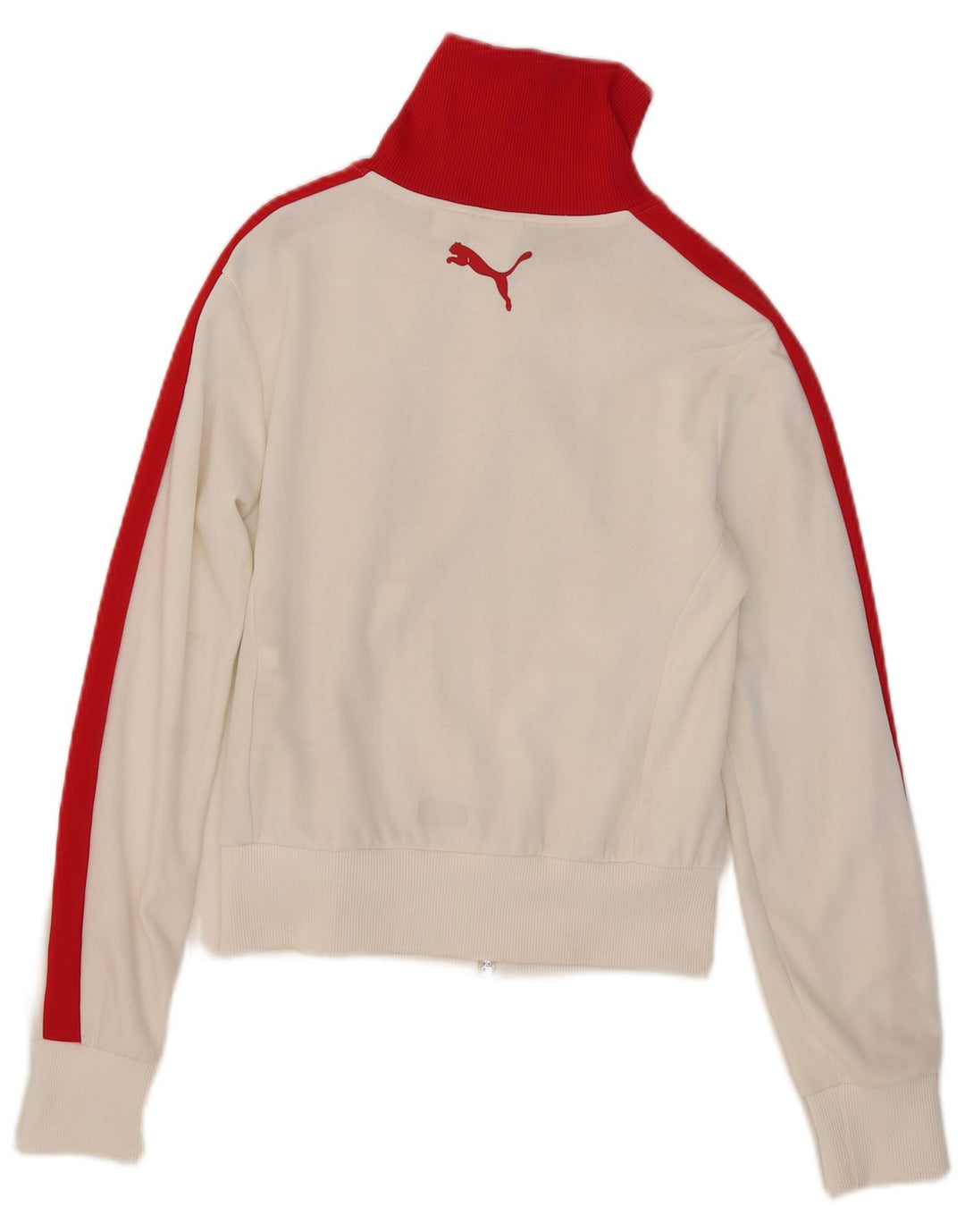 Puma Mujer Crop Chándal Top Chaqueta UK 10 Small Blanco Colorblock