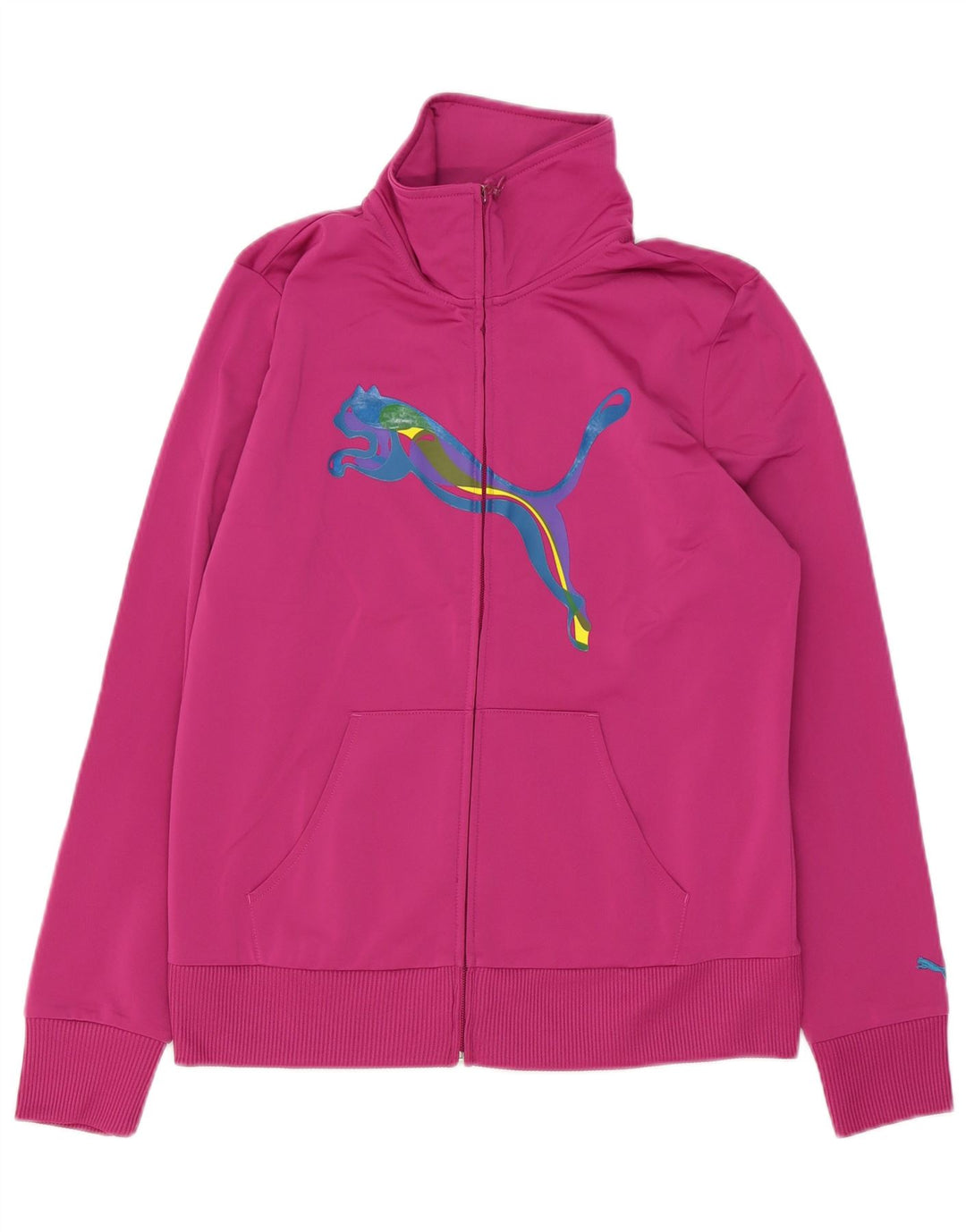 Puma Mujer Gráfico Chándal Top Chaqueta UK 16 Grande Rosa Poliéster
