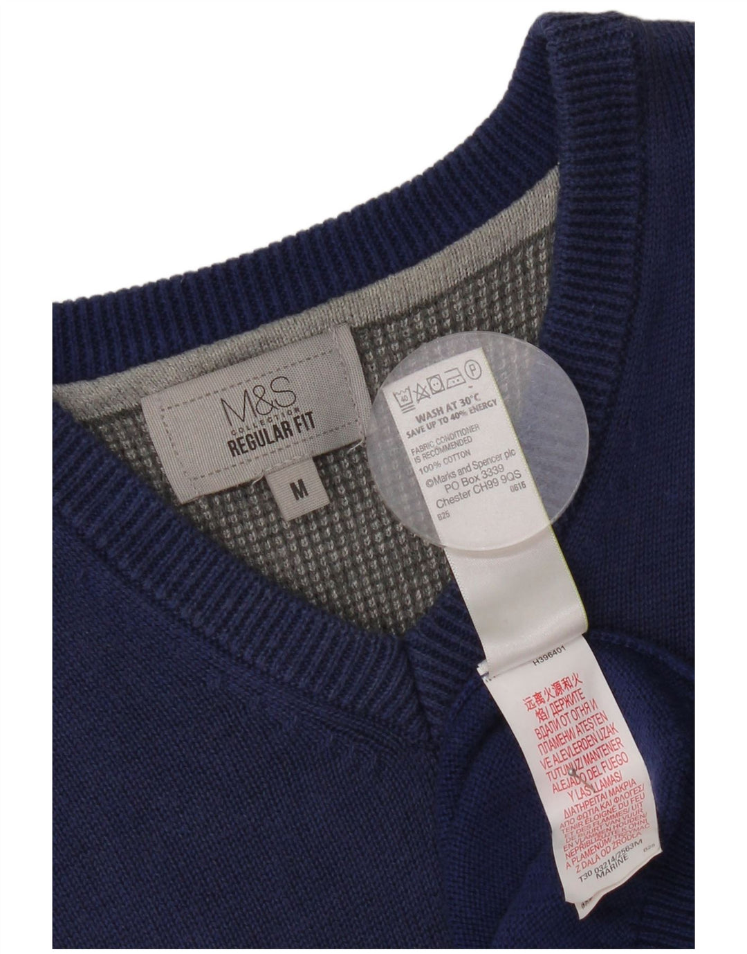 Marks & Spencer Camiseta sin mangas de ajuste regular para hombre de algodón azul medio