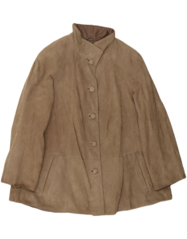 VINTAGE Chaqueta de ante para mujer Reino Unido 10 Cuero beige pequeño