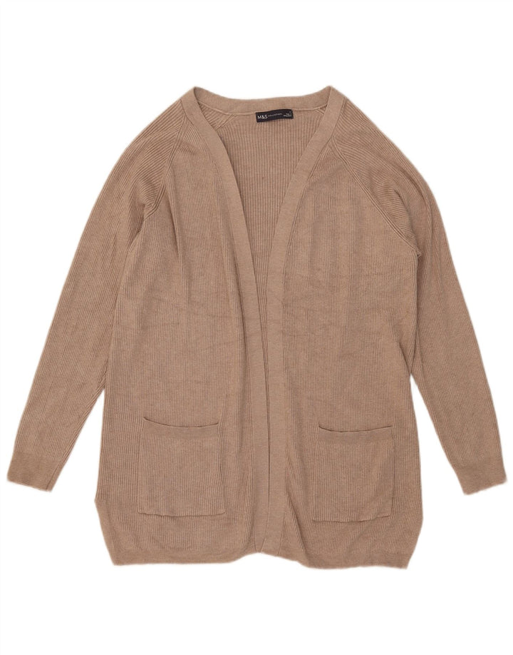 Marks & Spencer Suéter tipo cárdigan abierto para mujer UK 44 Viscosa beige mediana