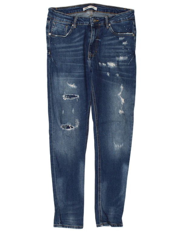 Zara Jeans ajustados desgastados para hombre EU 42 Large W32 L32 Algodón azul