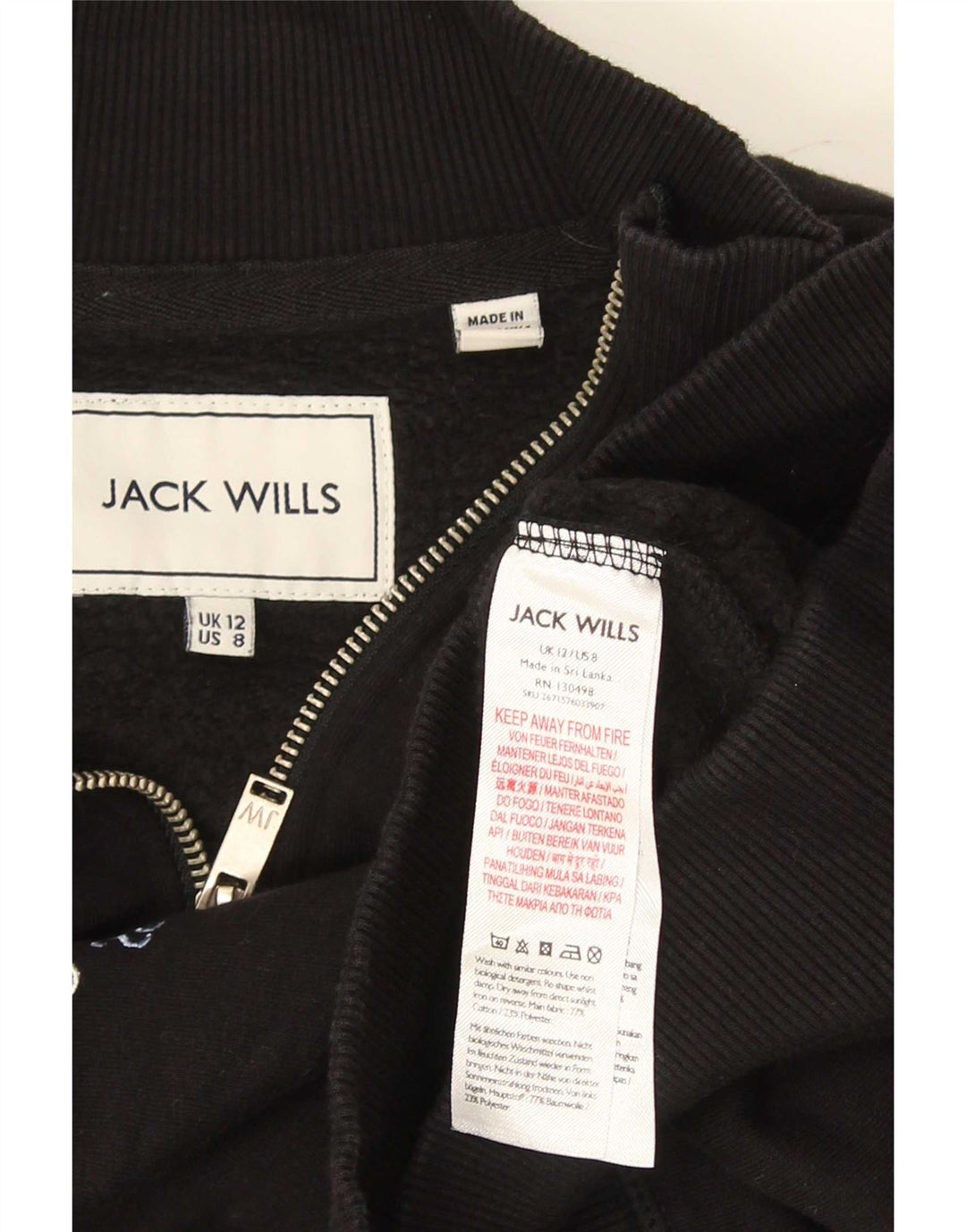 Jack Wills Sudadera con gráfico extragrande para mujer, talla 40, talla M, color negro
